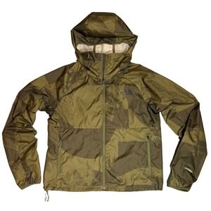 The North Face Windwall Jacket Olive Abstract Print Packable Cinch Waist Women M